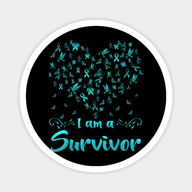 Cervical Cancer Awareness Butterfly Survivor Heart Magnet by jordanfaulkner02